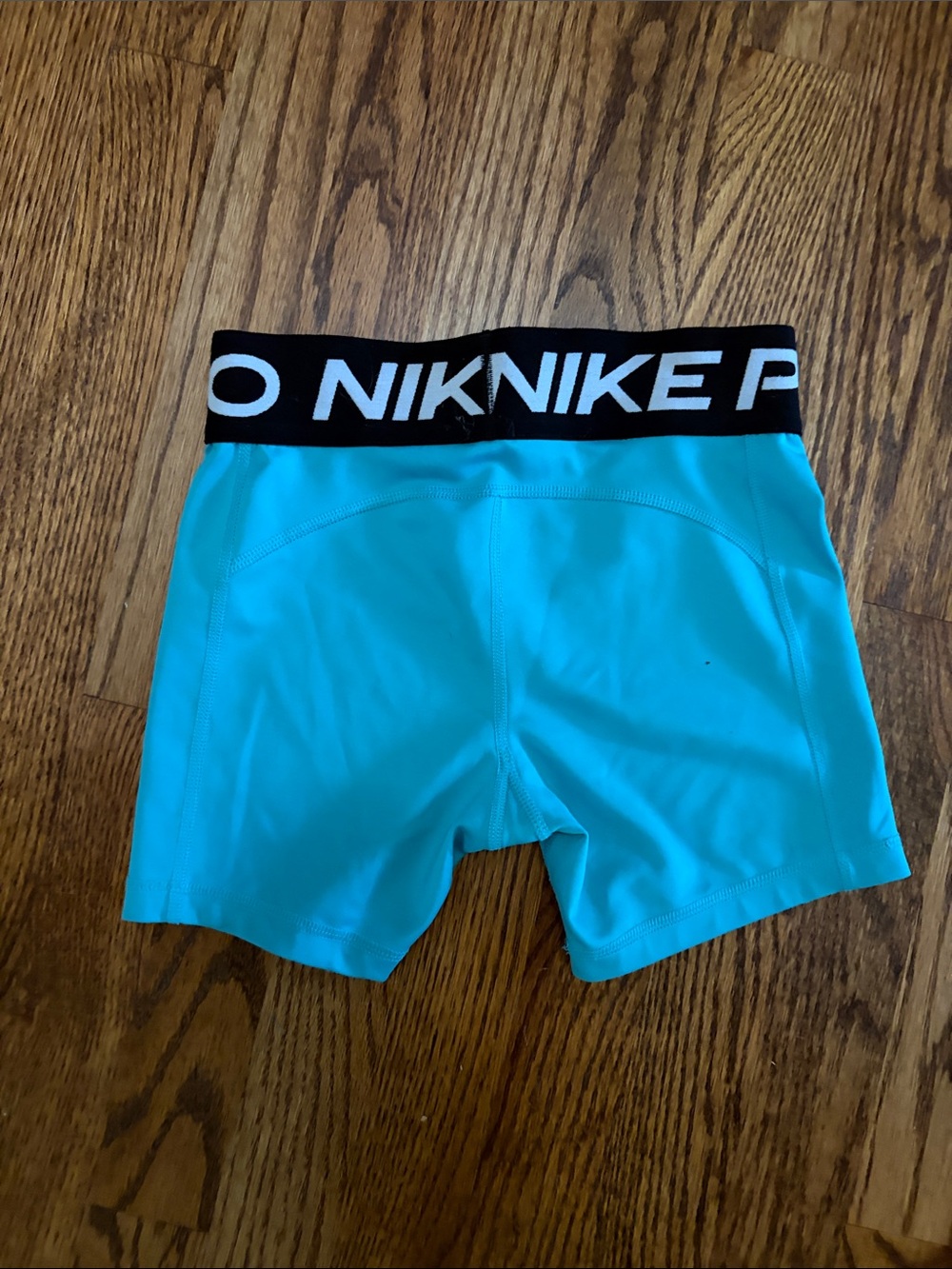 Nike Turquoise Girls' Compression Shorts with Black Branded Waistband - Picture 3 of 3